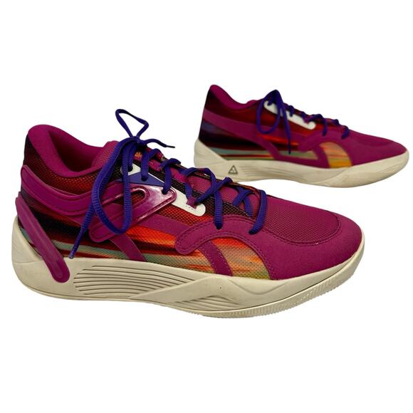Puma TRC BLAZE COURT DESERT SKY Mens 9 Basketball Shoe 377081-01 Pink Rinomic - Picture 1 of 12